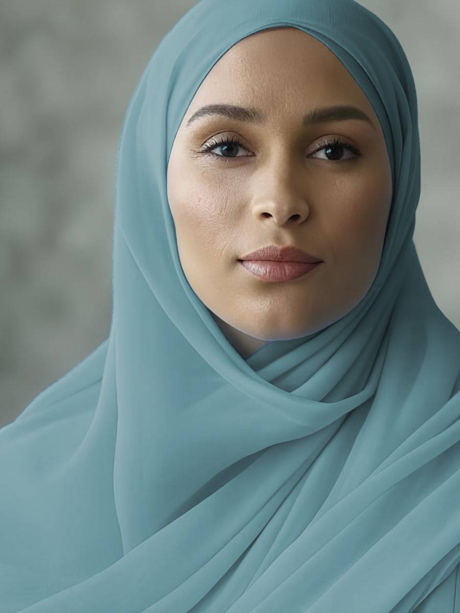 Chiffon Hijab - Danube Blue Model