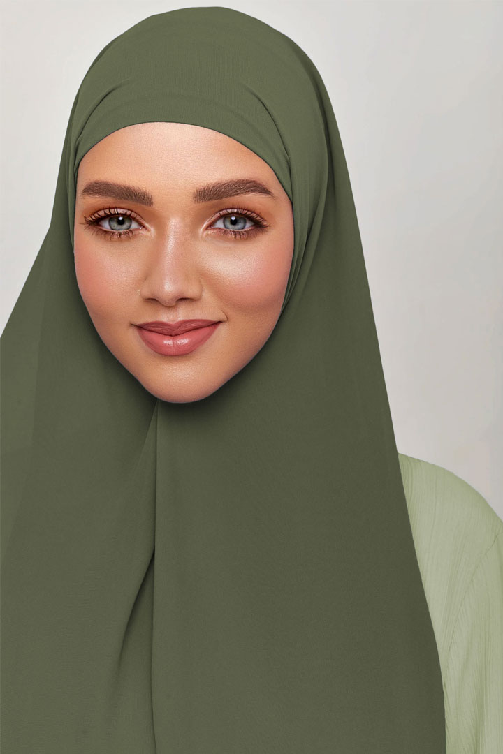 Premium Chiffon Hijab - Avocado - Model