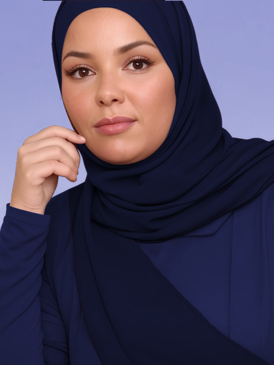 Chiffon Hijab - Dark Blue Model