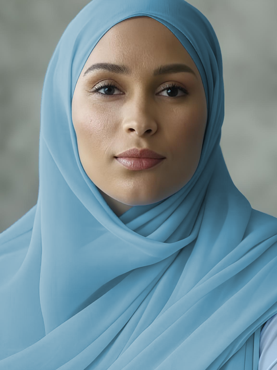 Chiffon Hijab - Placid Blue Model